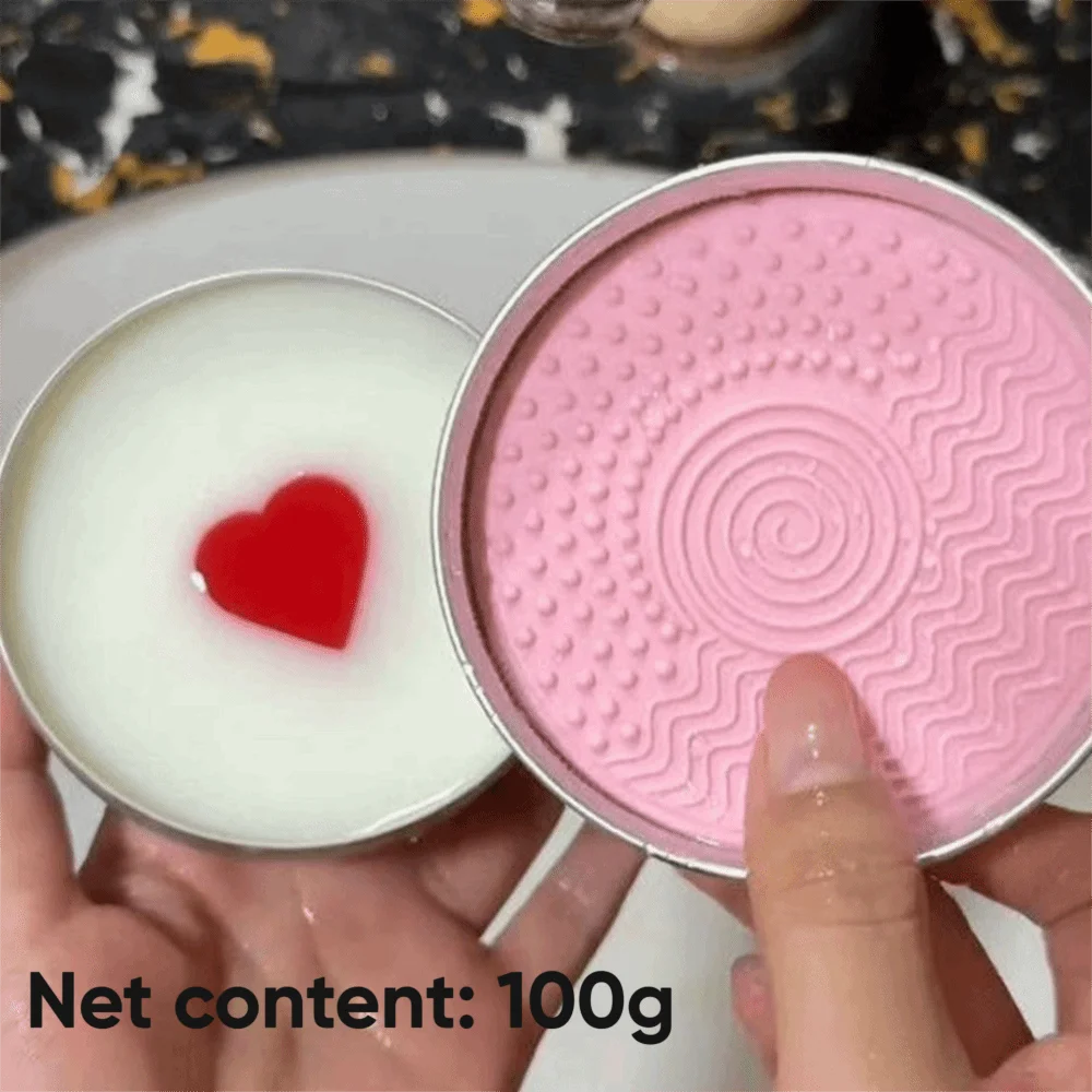 Makeup Brush Cleaner Soap with Silicone Mat | Heart Tin