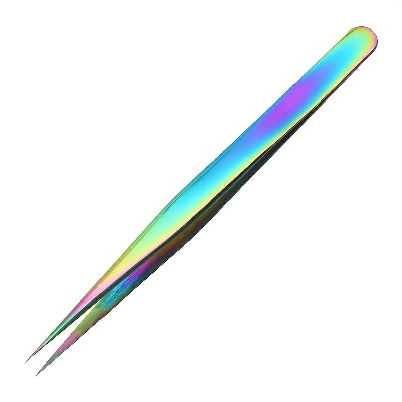 Titanium Precision Eyelash Tweezers – Stainless Steel Makeup