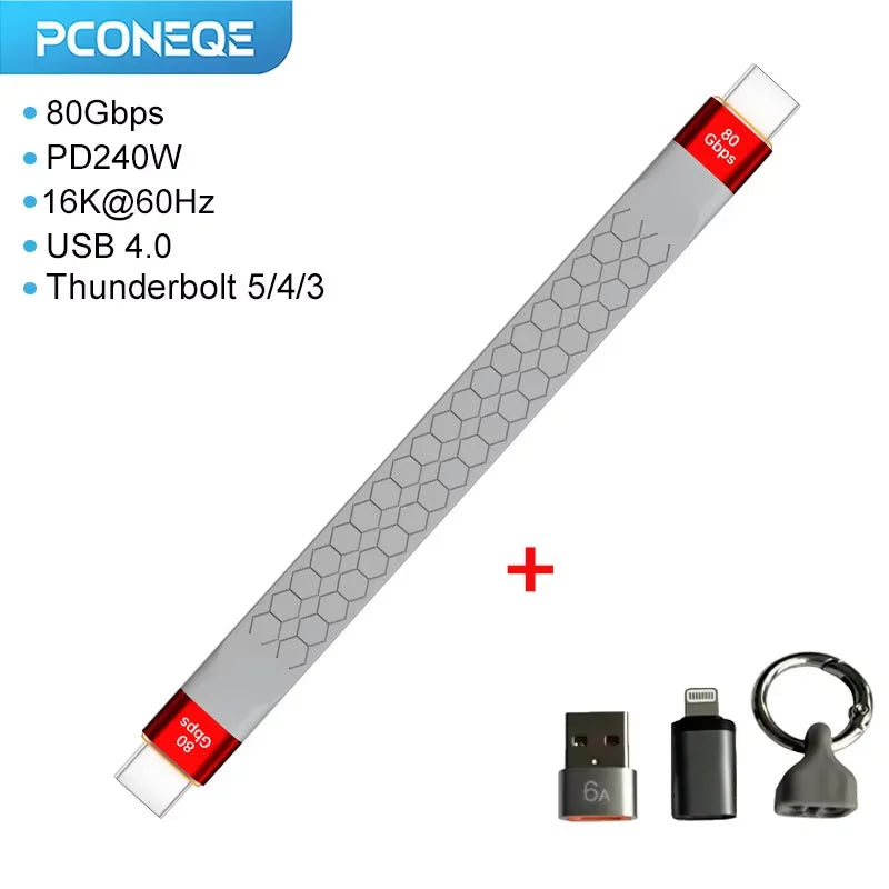 USB4 80Gbps USB-C Cable 240W Fast Charging 16K Thunderbolt 5/4/3 USB-C Cable PRIMED USB4 80gbps 2