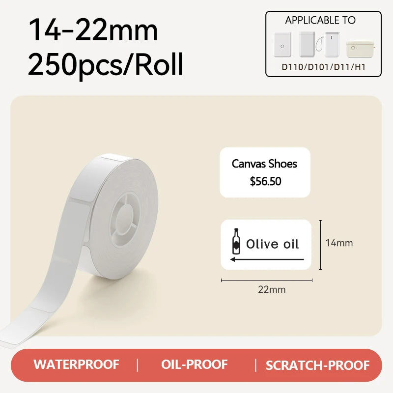Niimbot Thermal Label Paper 12–15mm | Waterproof Sticker Roll Thermal Label Paper PRIMED 1Roll WH14-22mm