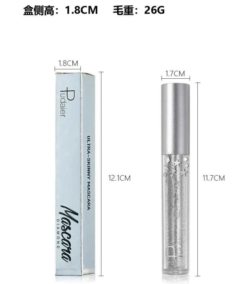 Diamond Glitter Pearly Mascara – Curling & Lengthening, Waterproof Glitter Mascara PRIMED