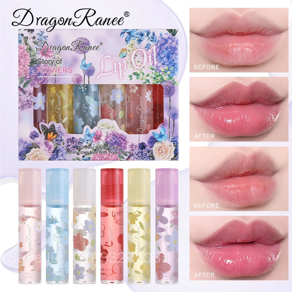 6-Pack Fruit Roll-On Lip Balm & Clear Lip Oil Gloss Set Lip Oil Gloss Set PRIMED 1 set