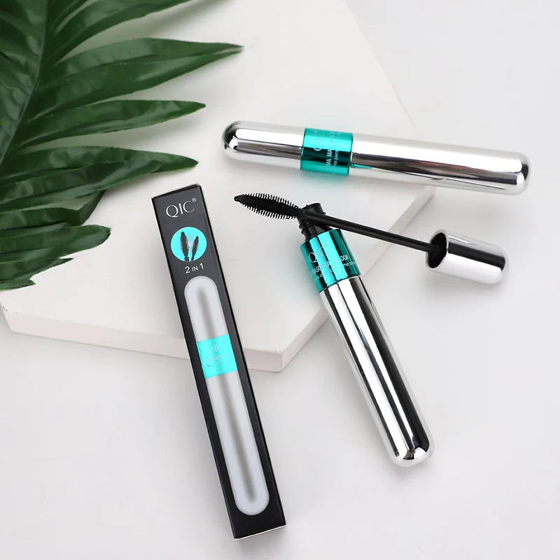 QIC 4D Double-Headed Waterproof Black Mascara | Curling & Volume Mascara PRIMED