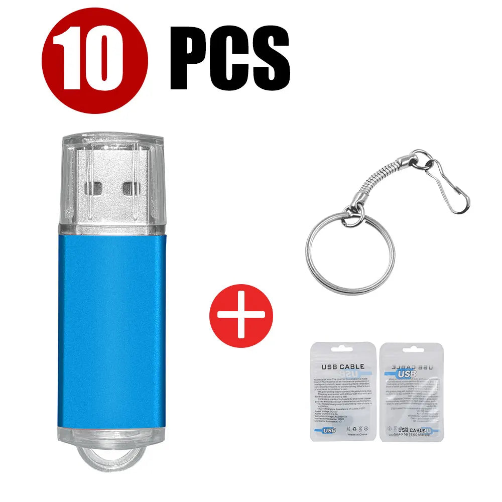 10-Pack Colorful USB Flash Drives 1GB–64GB | Custom Logo USB Flash Drive PRIMED 4GB Blue USB 2.0 1