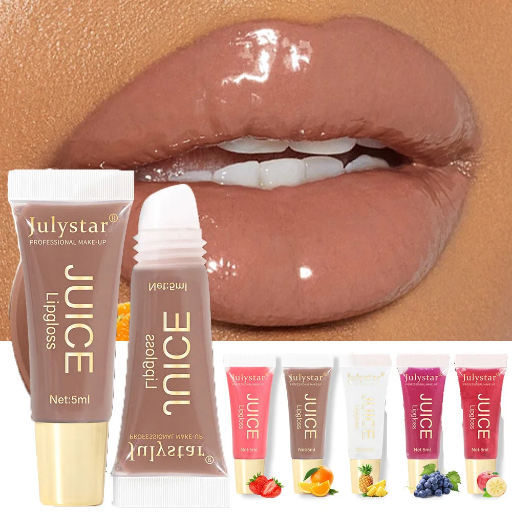 Julystar Nude Brown Plumping Lip Gloss & Fruit Lip Oil Plumping Lip Gloss PRIMED