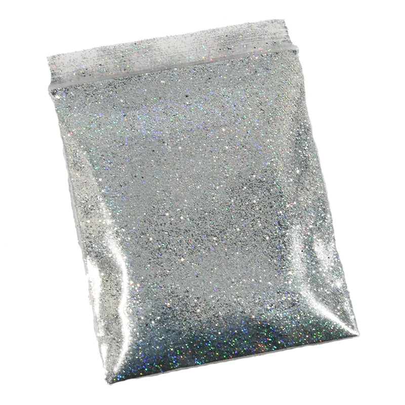Holographic Nail Glitter Powder 10g – Silver & Gold Laser