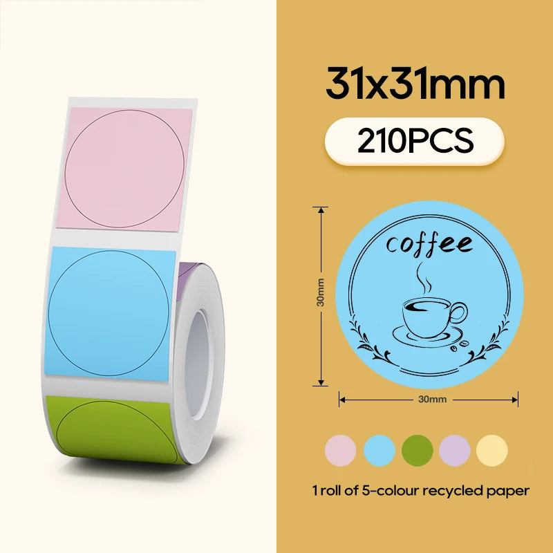 NiiMBOT Thermal Label Roll – Waterproof Round Stickers B1 B21 Thermal Label Roll PRIMED Color Round 31-31