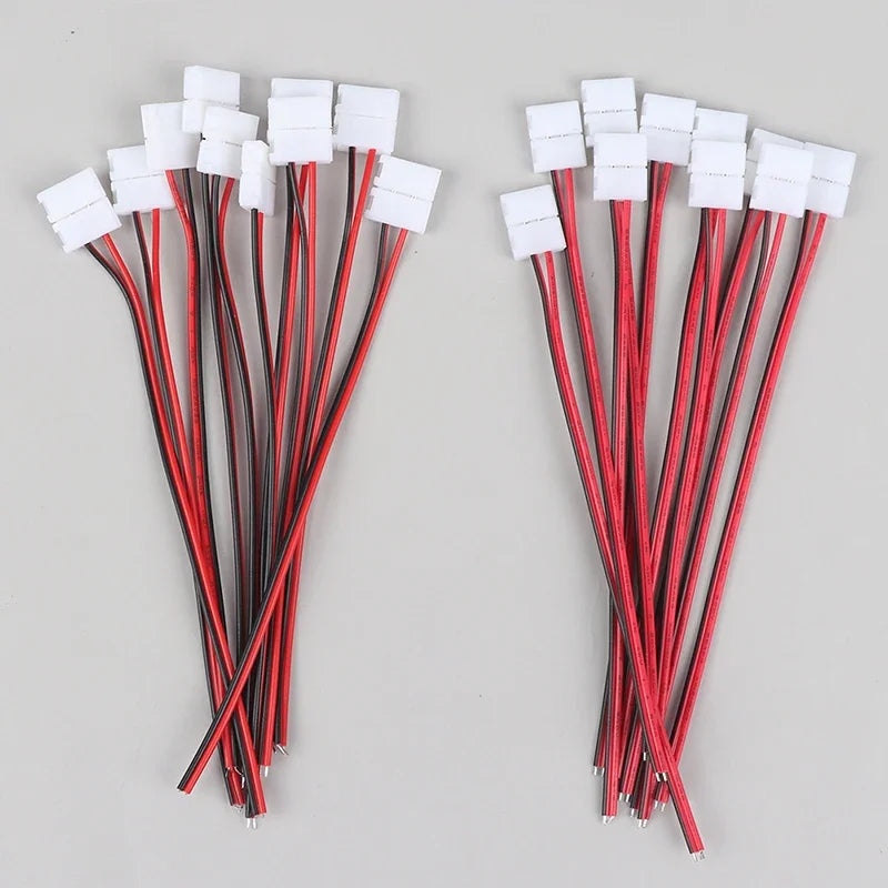 10-Pack 2-Pin LED Strip Connector Clips 8mm 10mm SMD 5050