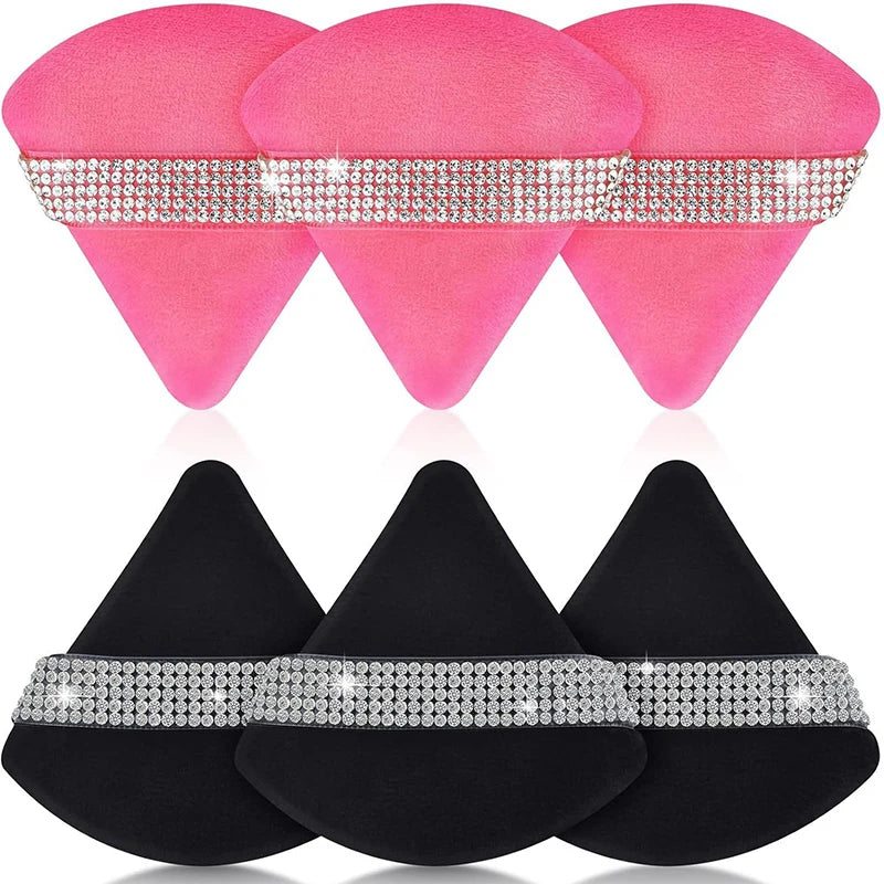 Triangle Velvet Powder Puff Set 3/6 Pcs – Soft Sponge Makeup Powder Puff PRIMED