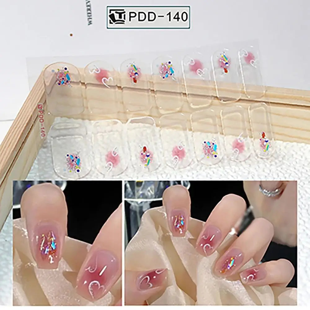 Semi-Cured Gel Nail Stickers – Floral Full Cover DIY Nail Art