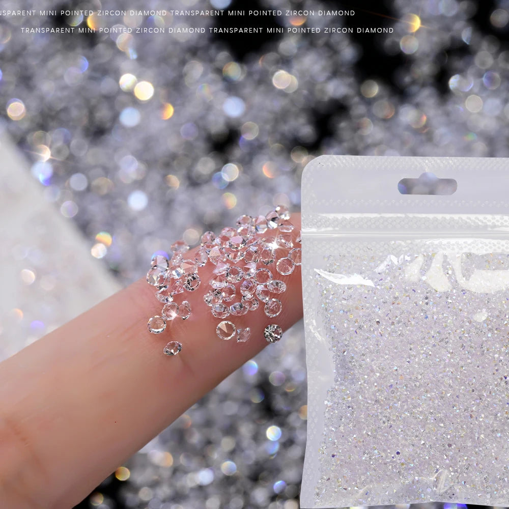 Iridescent Glass Nail Rhinestones – Crystal Zircon Gems 3g