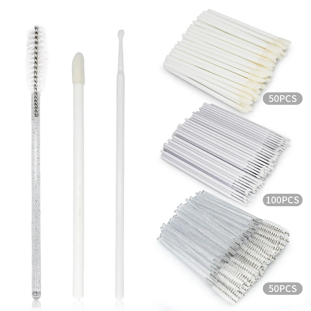200Pcs Eyelash Extension Microbrush & Lip Brush Kit | Bulk Set Makeup Brush Kit PRIMED white