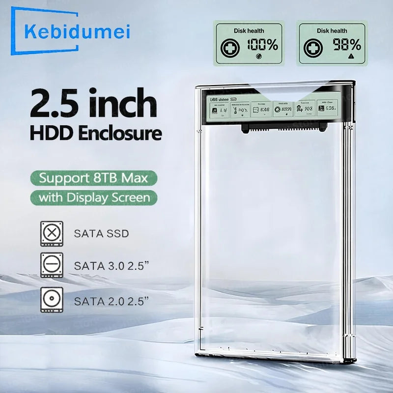 2.5" HDD SSD Enclosure USB 3.2 Smart Display | 5Gbps HDD SSD Enclosure PRIMED