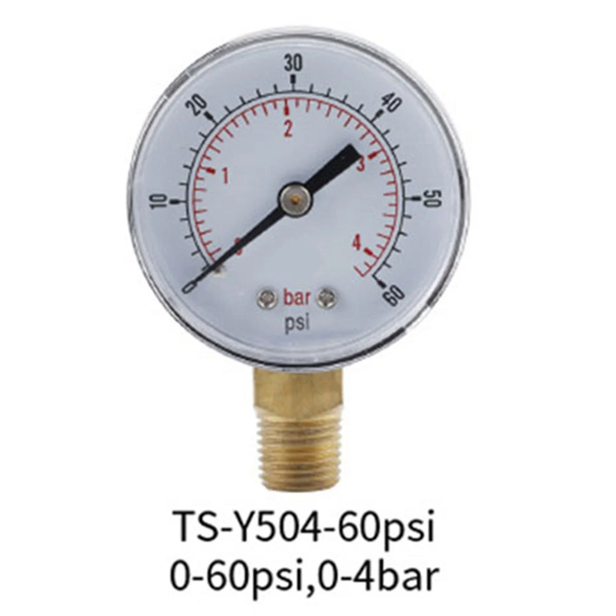 TS-Y504 Analog Pressure Gauge 0–60 PSI 1/4" BSPT Radial Mount