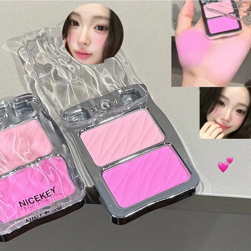 Two-Color Matte Blush Peach Pink Waterproof Contour Rouge