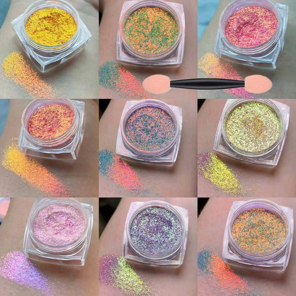8-Color Iridescent Aurora Chameleon Nail Glitter Powder Nail Glitter Powder PRIMED