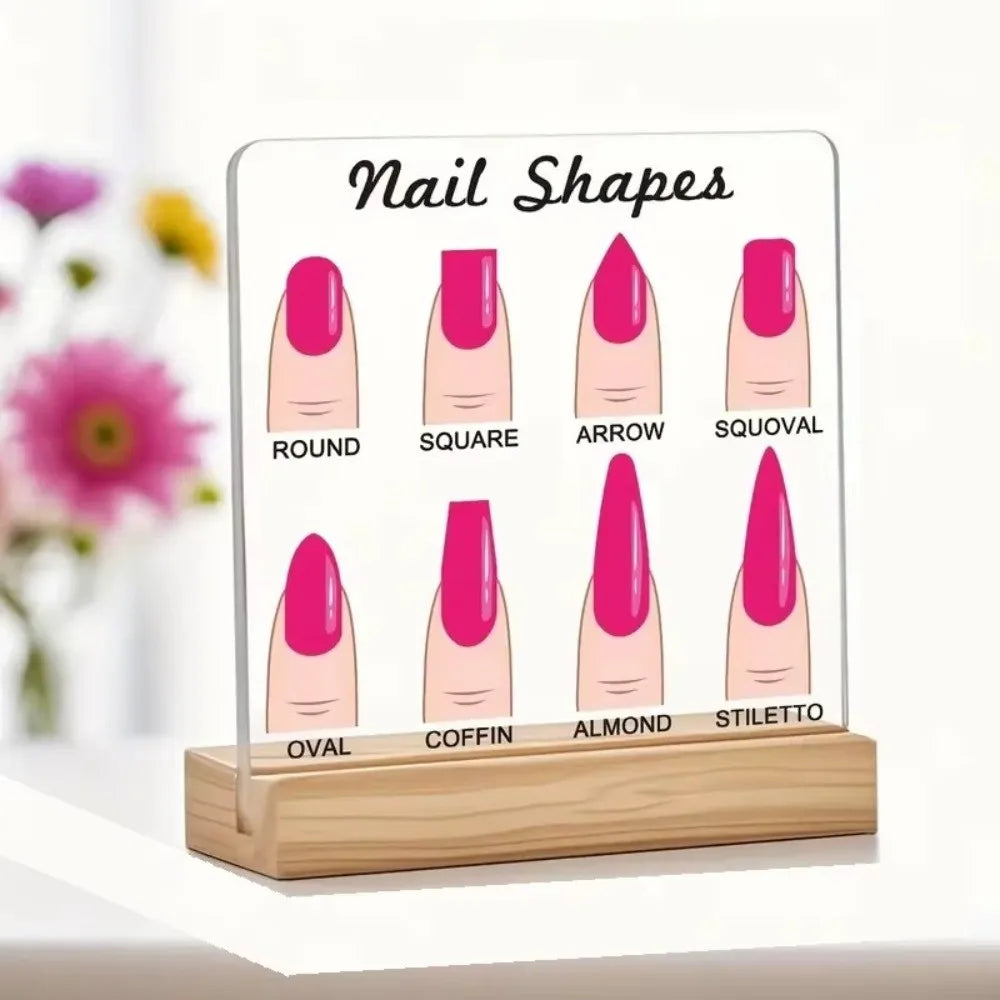 Acrylic Nail Shape Display Board – 6 Shapes Transparent Stand