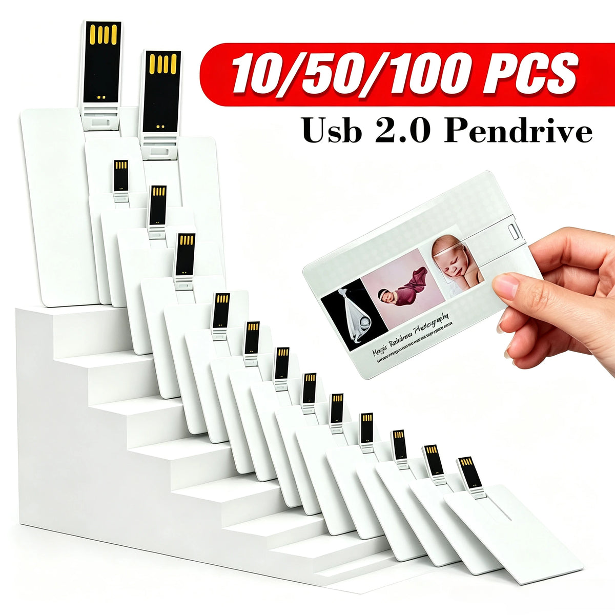 Custom Logo Credit Card USB Flash Drive 128MB–32GB Bulk Pack Custom USB Flash Drive PRIMED