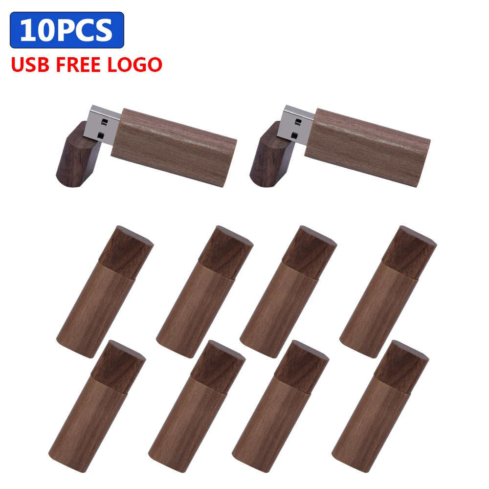 Wooden USB Flash Drive Custom Logo Bulk 4GB–64GB | 10/30/50 Pack
