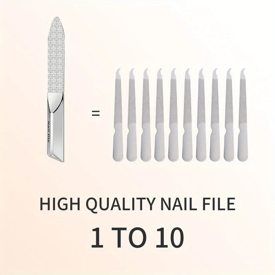 Ouriner Stainless Steel Double-Sided Nail File with Storage