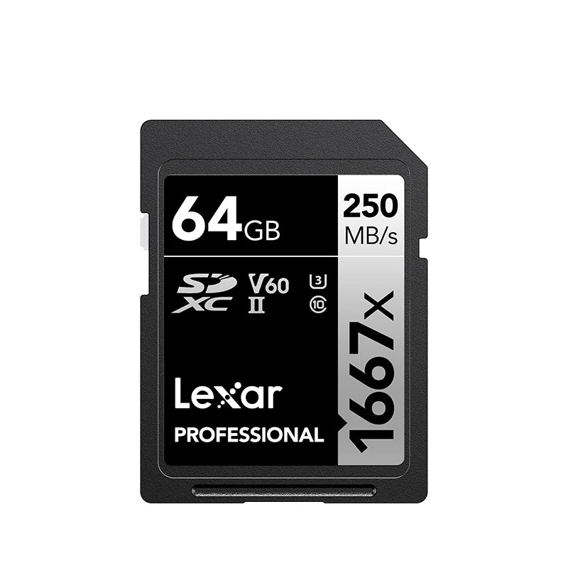 Lexar 1667x UHS-II V60 SDXC Card | 4K Video | 250MB/s SD Memory Card PRIMED 64 GB