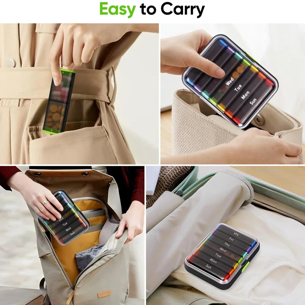 Weekly AM PM Pill Organizer | 7-Day Portable Travel Pill Box