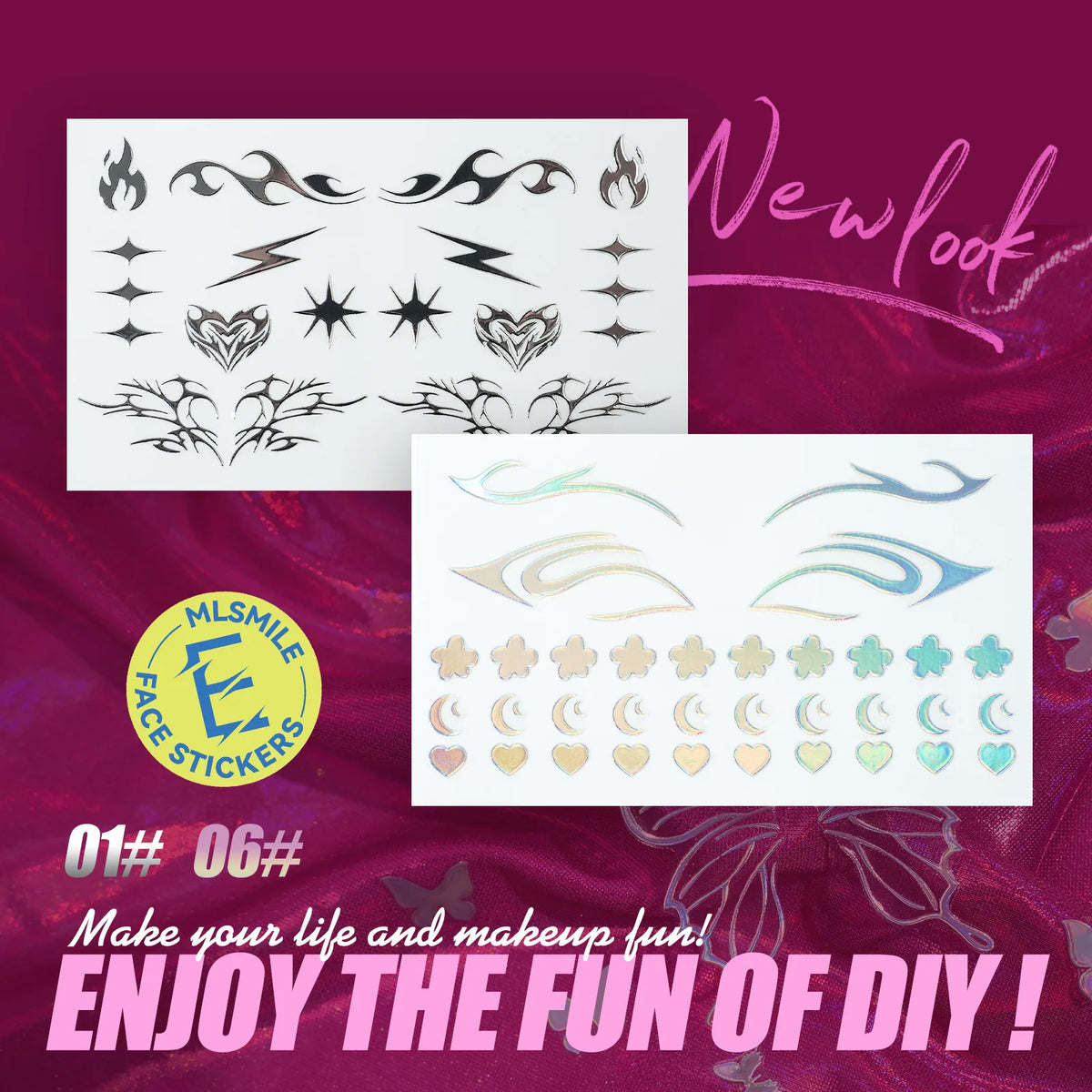 MLSMILE 3D Laser Face Tattoo Stickers | Eye Makeup Beauty