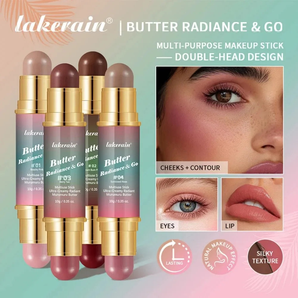 Lakerain 2-in-1 Contour Stick – Cream Blush & Highlighter Contour Blush Stick PRIMED
