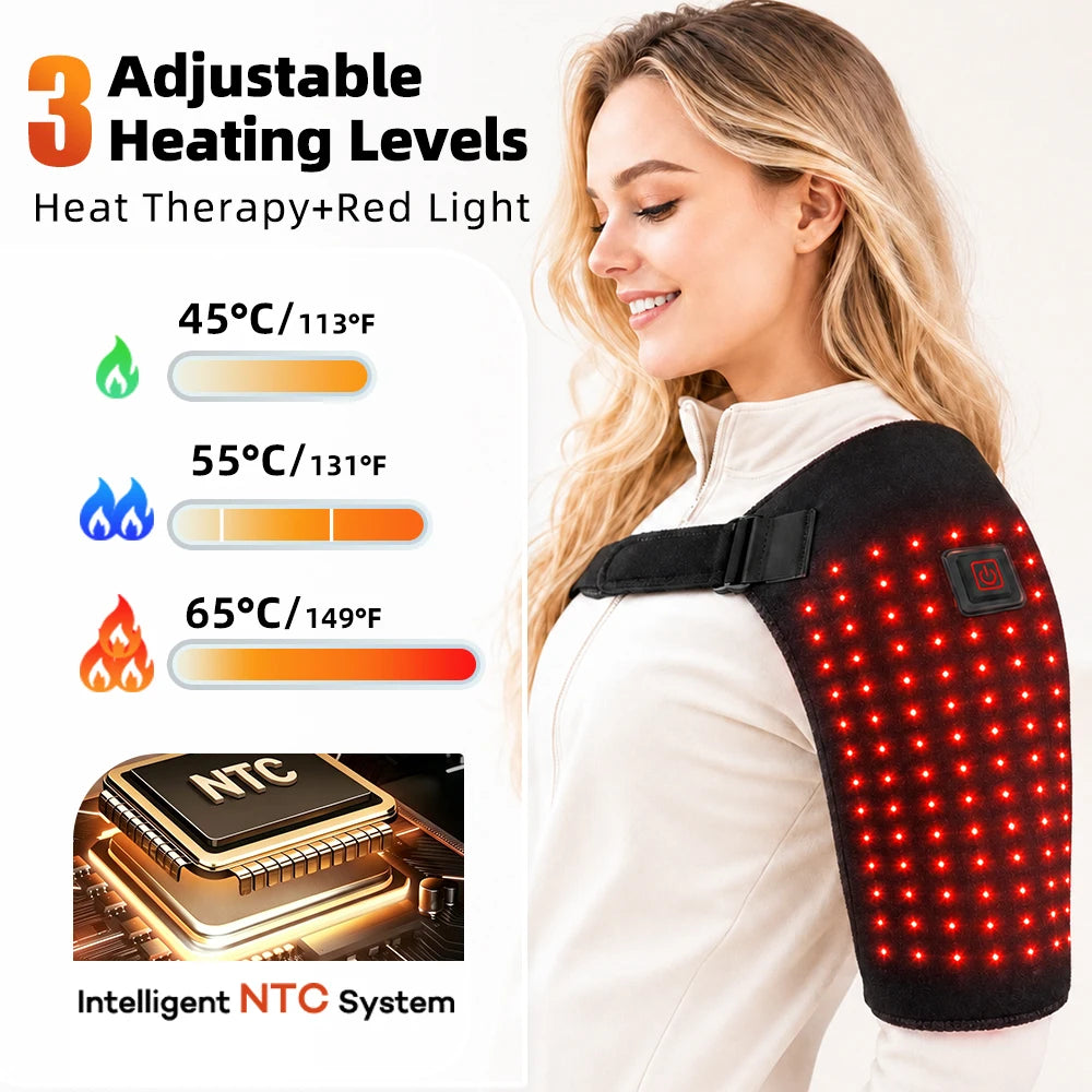 USB Heated Shoulder Wrap | 105 LED 660nm Red Light Therapy Heated Shoulder Wrap PRIMED