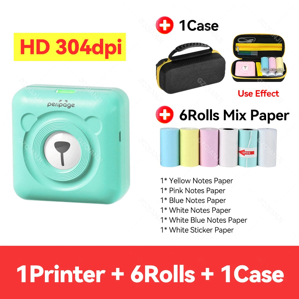 PeriPage A6 Portable Bluetooth Thermal Printer + Carry Bag Portable Thermal Printer PRIMED GR 1Case 6Group