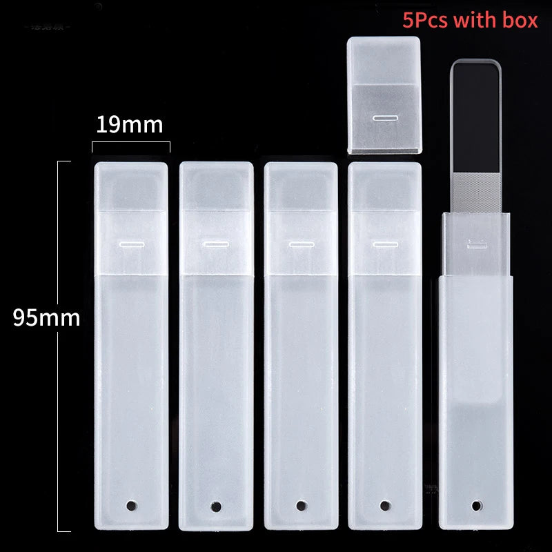 Transparent Glass Nail Files with Box – 2/5 Pcs Manicure Set