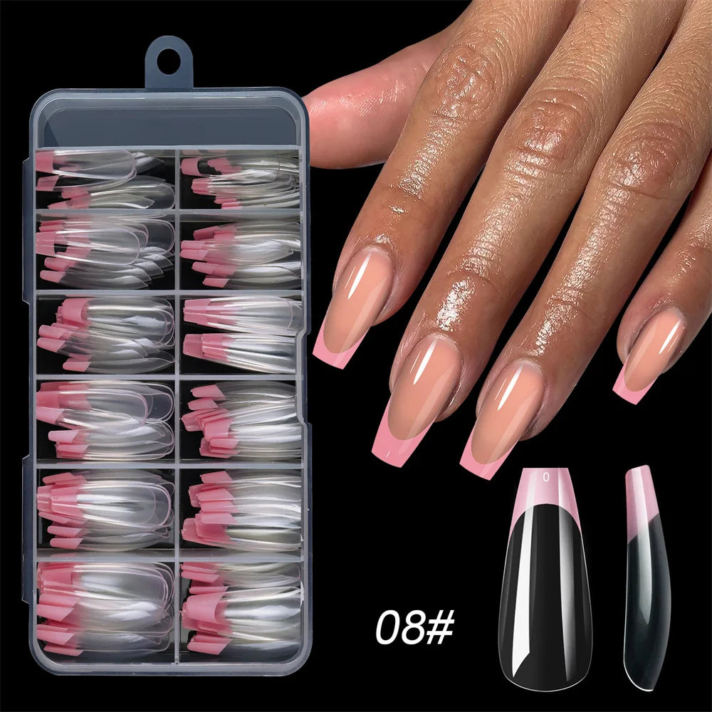120pcs French Full Cover Nail Tips – Press On Gel & Acrylic Set