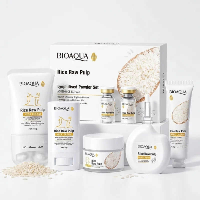 Rice Raw Pulp Moisturizing Skincare Set – Ampoule & Cream