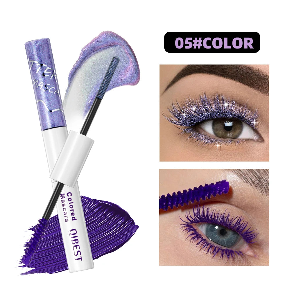 QiBest 2-in-1 Colorful Glitter & Matte Waterproof Mascara