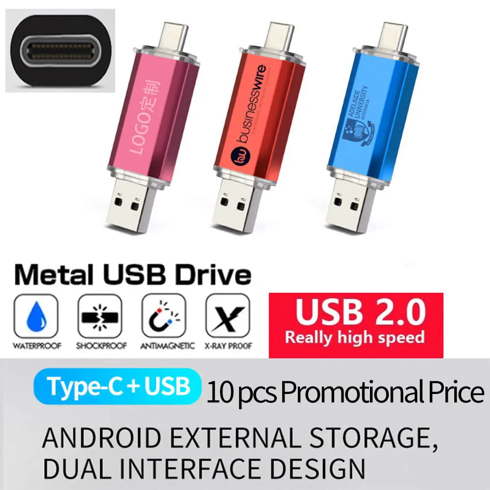 ZSUIT 2-in-1 Type-C USB Flash Drive Metal Pen Drive 128GB