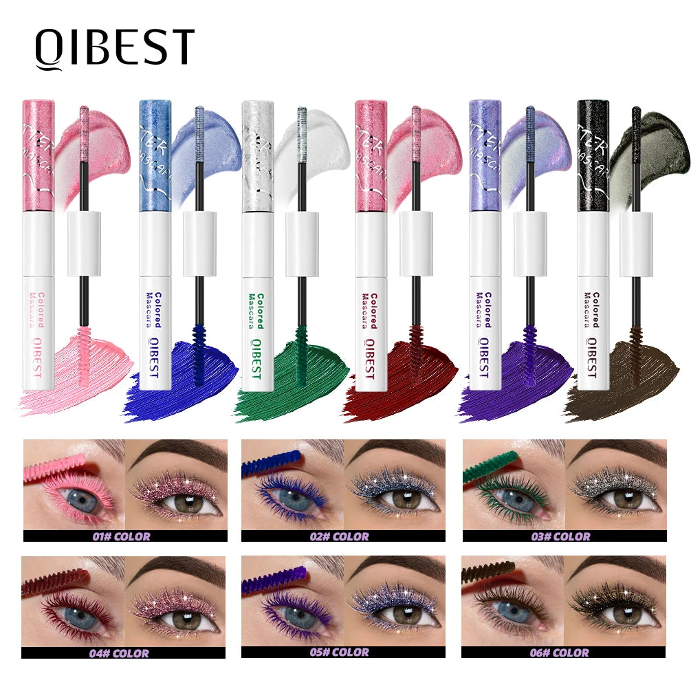 QiBest 2-in-1 Colorful Glitter & Matte Waterproof Mascara