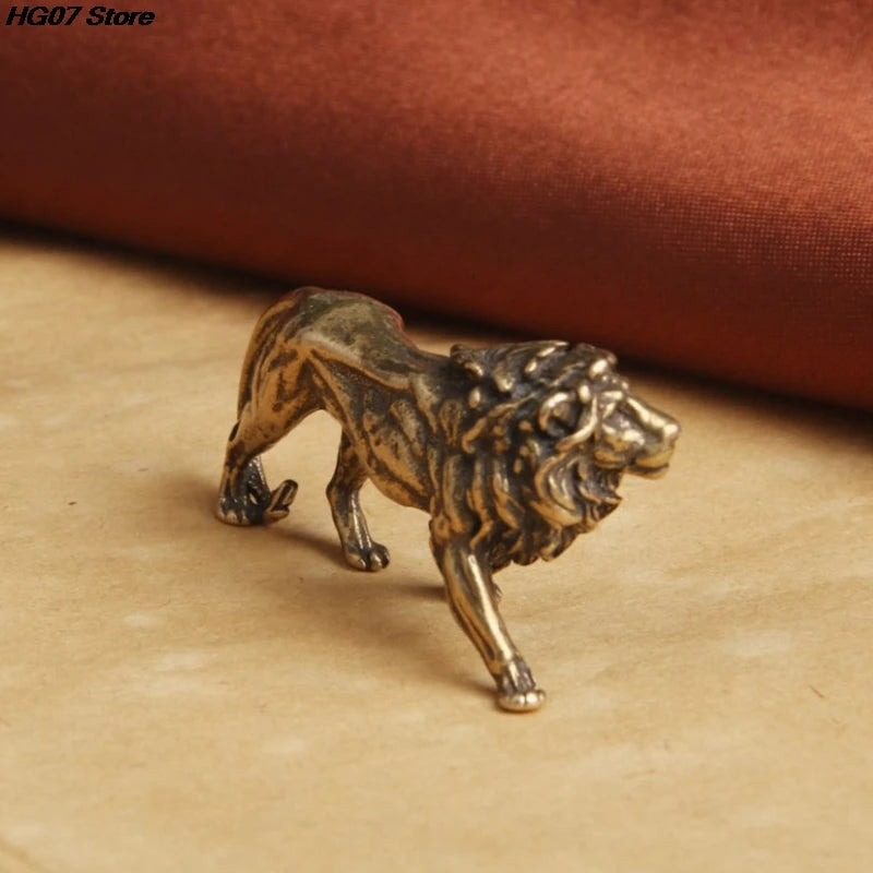 Vintage Brass Lion Miniature Figurine | Desk & Home Decor Statue