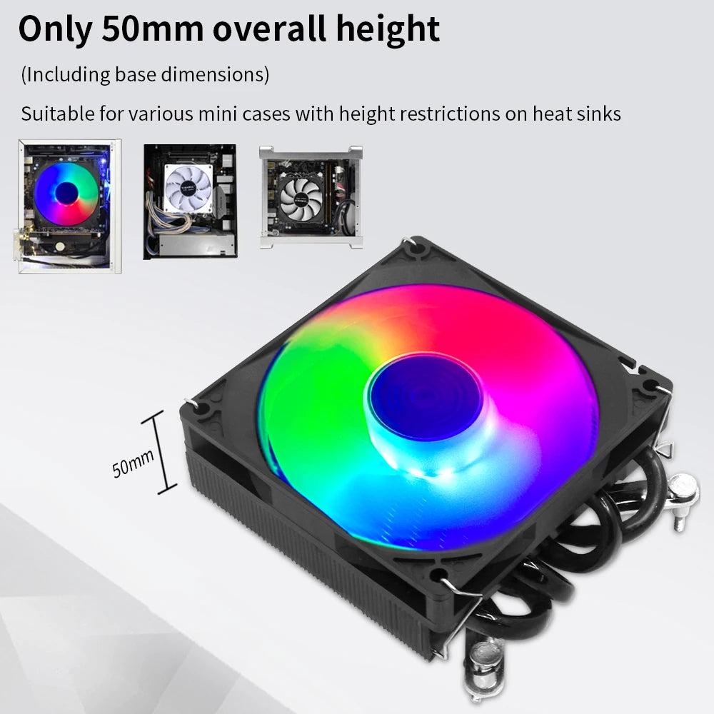 TISHRIC ITX CPU Cooler 4 Heat Pipes PWM RGB | LGA1700 115X CPU Air Cooler PRIMED