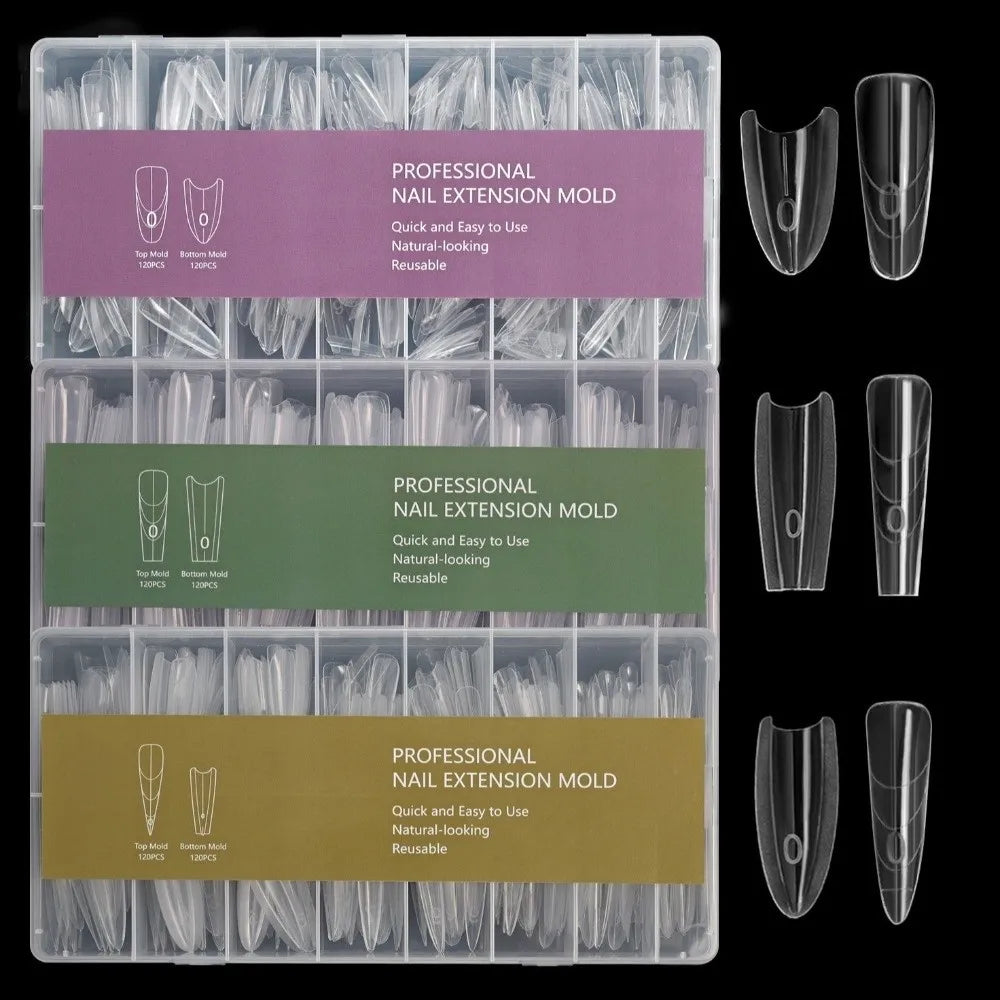 240pcs Mixed False Nail Extension Molds – Oval & Square Tips