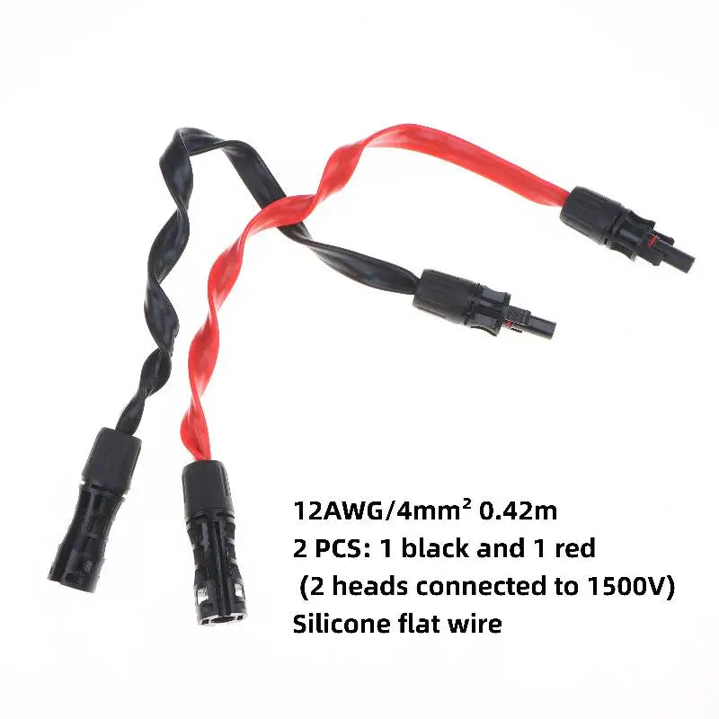 Flat Solar Extension Cable 12AWG 10AWG IP68 Waterproof Connectors