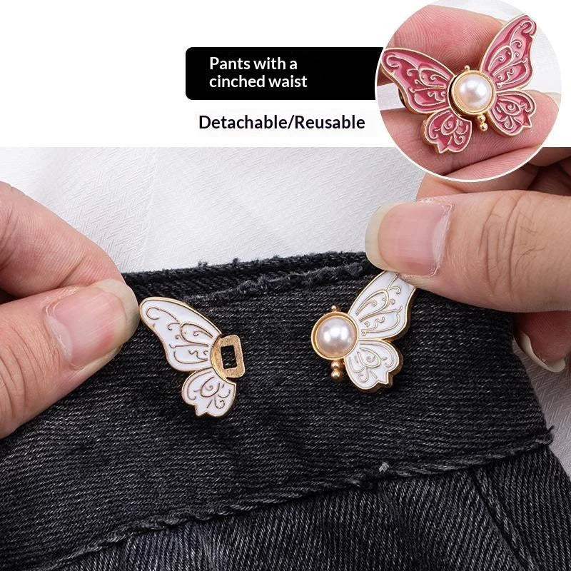 Butterfly Waist Buckle Set 2pc – No-Sew Alloy Adjuster