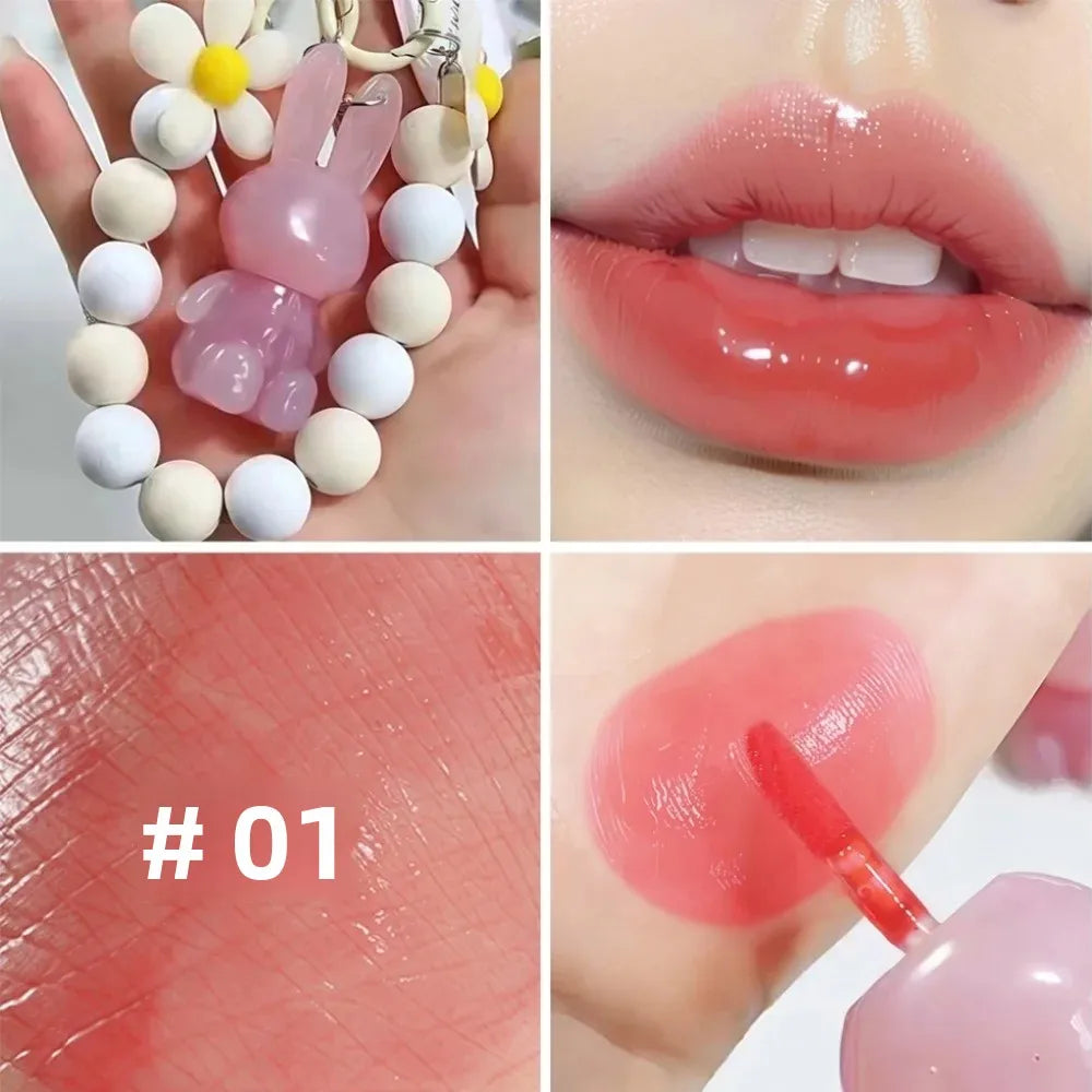 SAM SUGAR Rabbit Keychain Lip Gloss – Mirror Glaze & Moisturizing
