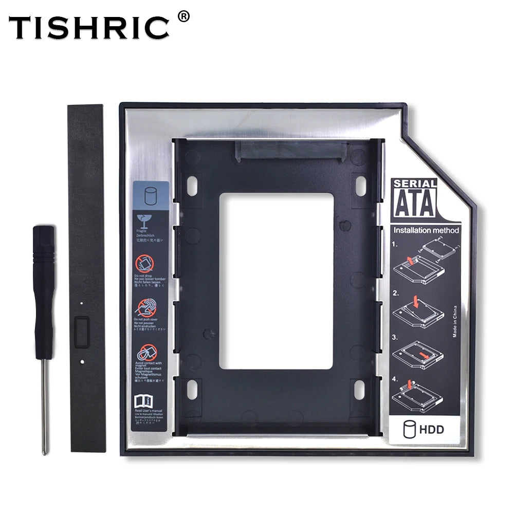 TISHRIC HDD Caddy 9.5mm 12.7mm SATA SSD Hard Drive Enclosure HDD Caddy Enclosure PRIMED