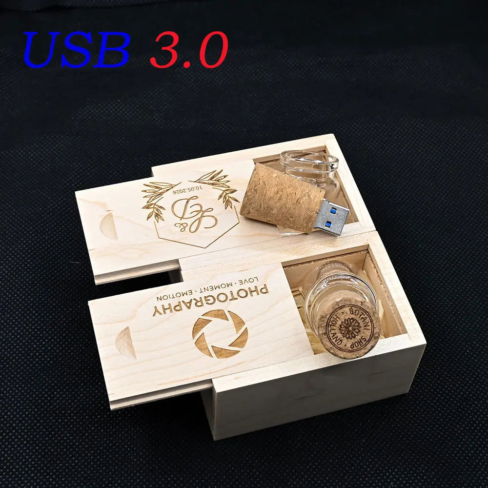 Glass Drift Bottle USB Flash Drive 8GB–128GB | Custom Logo USB Flash Drive PRIMED