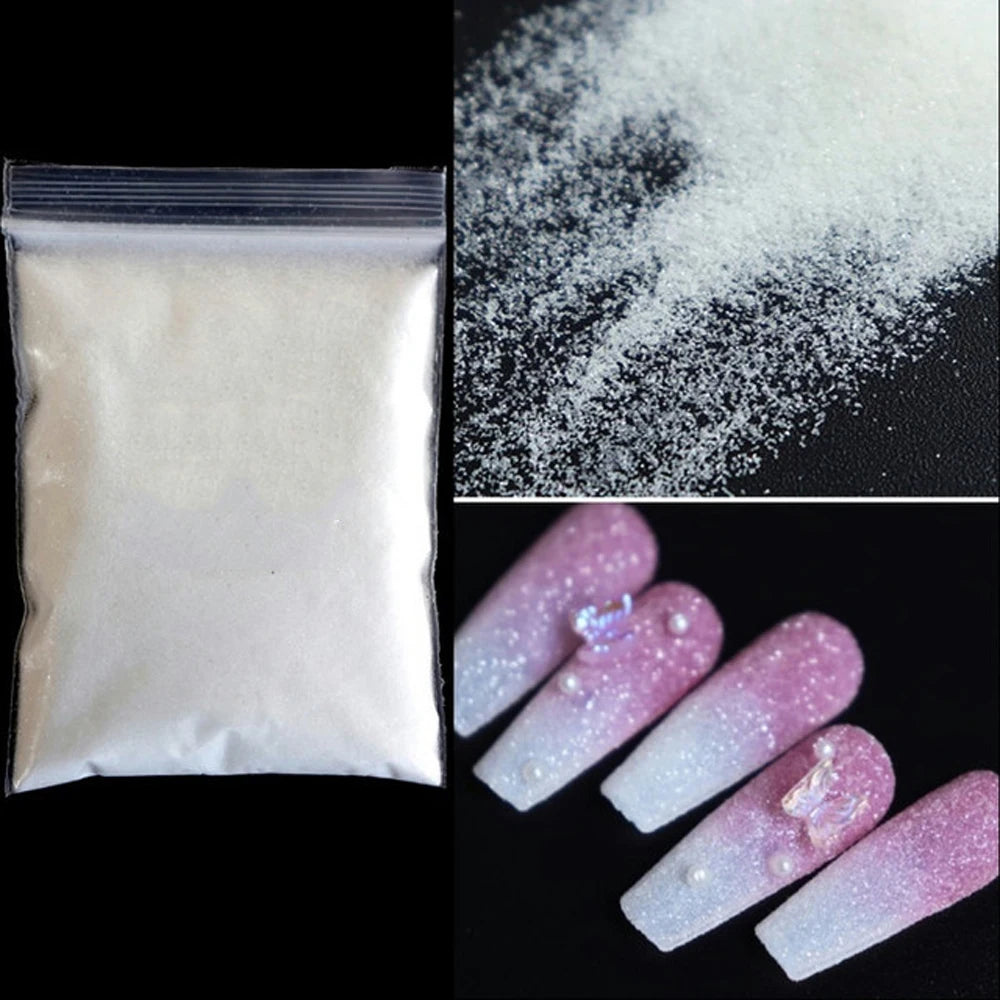 MAFANAILS 50g Iridescent Sugar Nail Glitter Powder Black & White