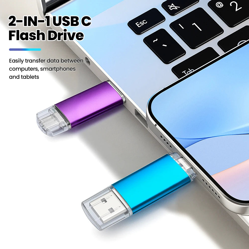 JASTER 2-in-1 USB & USB-C Flash Drive 4GB–128GB Metal Clip USB Flash Drive PRIMED