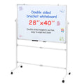 Rolling Magnetic Whiteboard 40x28" | Double-Sided Height Adjustable Rolling Whiteboard Easel PRIMED france Silver