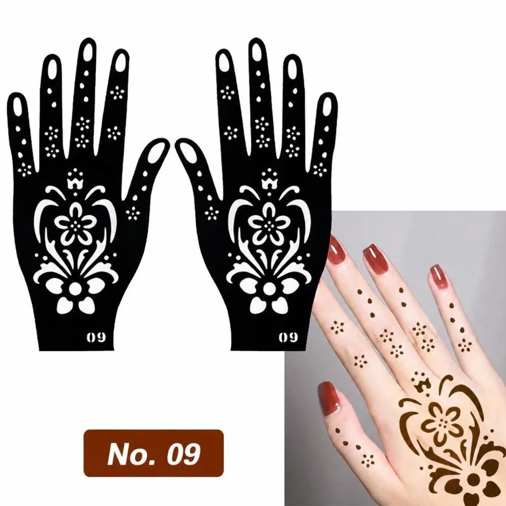 Reusable Self-Adhesive Henna Stencils – Floral Body Art