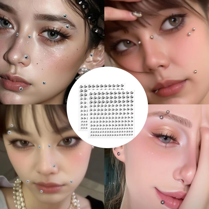 Silver Fake Diamond Body Gem Stickers – Party & Stage Makeup