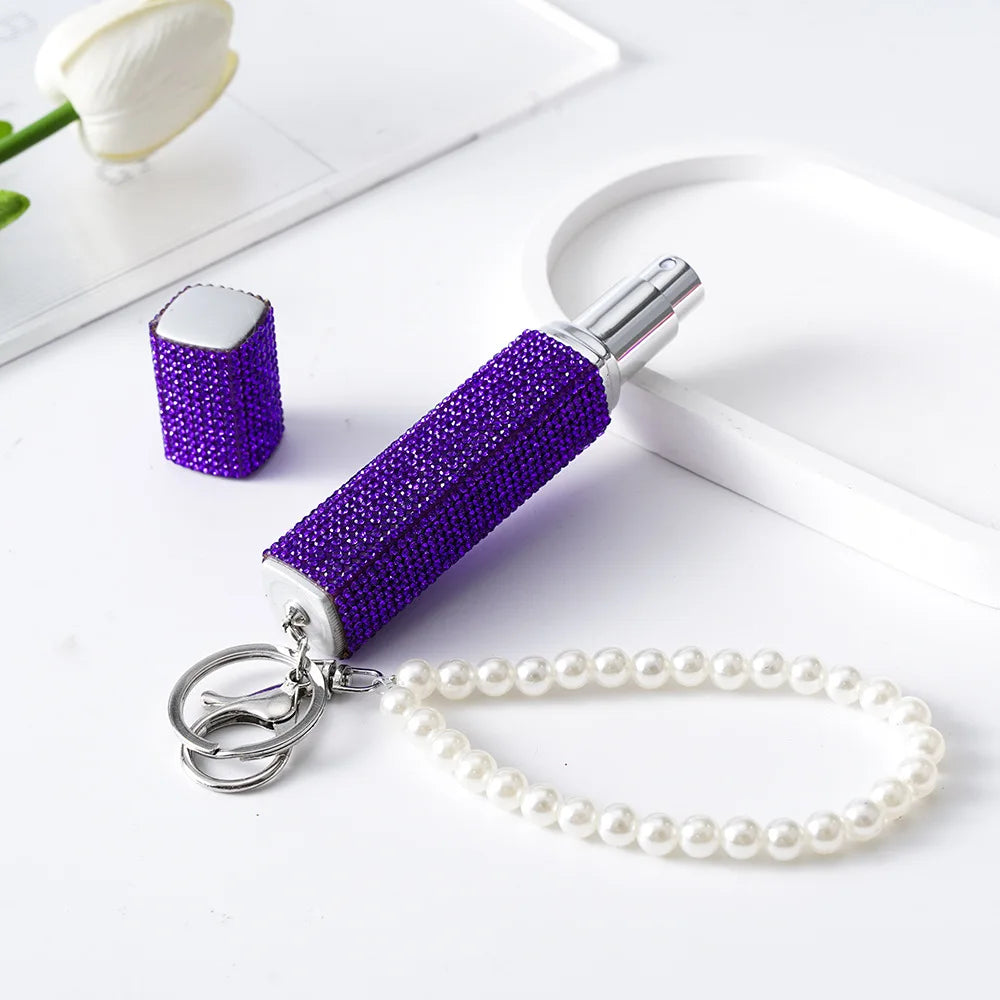 Rhinestone Bling Travel Perfume Spray Bottle | Keychain Size
